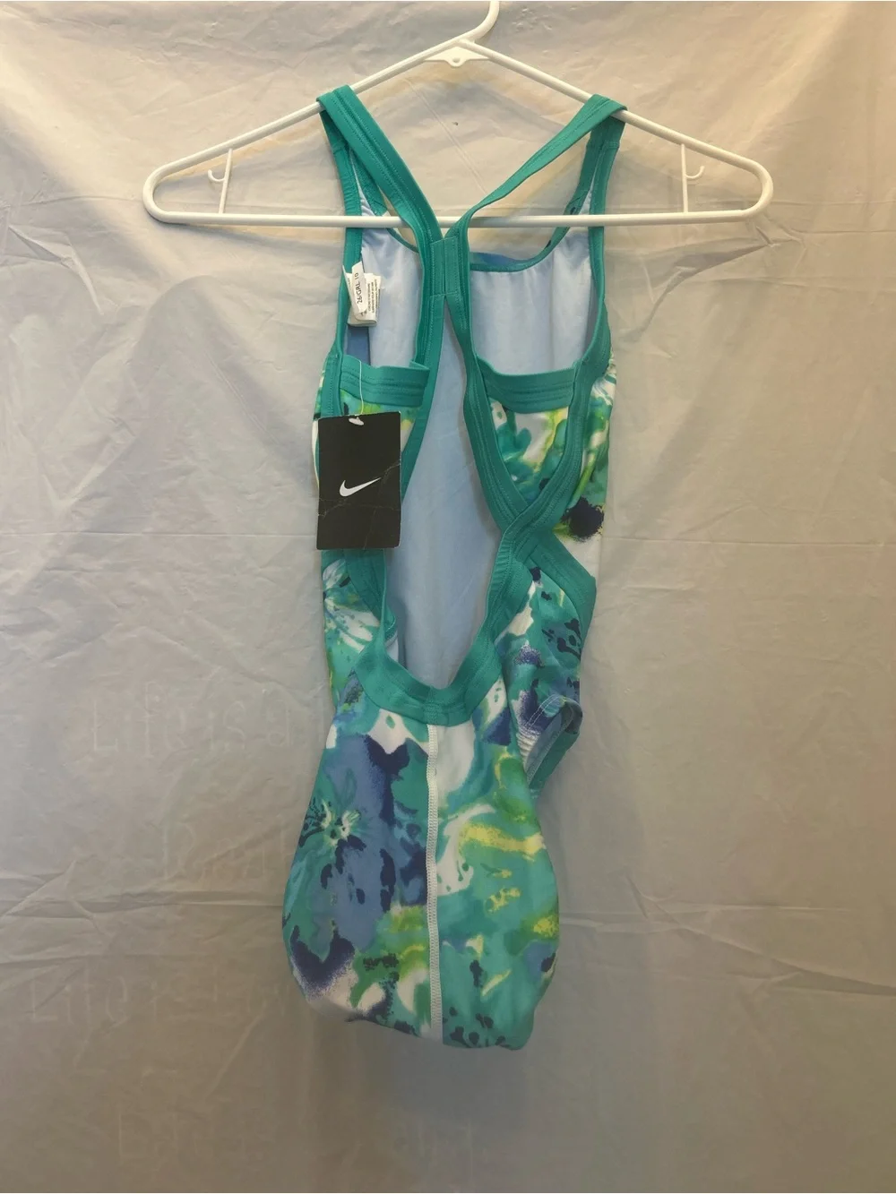 Nike Girls' Competitive Teal & Blue Floral One-Piece Swimsuit Sz 10/26 NWWT